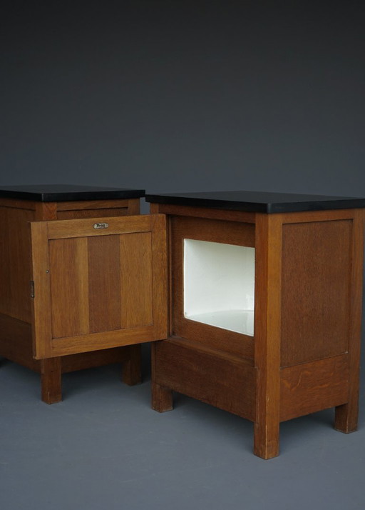 Art-déco-Nachttische aus Eiche von Henk Wouda für Pander & Zn., 1920er Jahre, 2er-Set