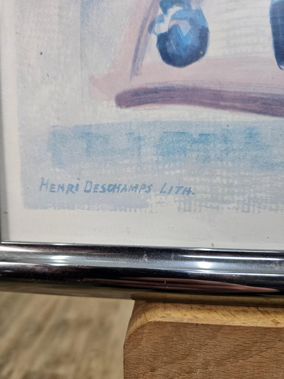 Henri Deschamps, Côte d'Azur, jaren 70, Kleurenlitho, Ingelijst – Litho's & Zeefdrukken (photo 7 of 9)