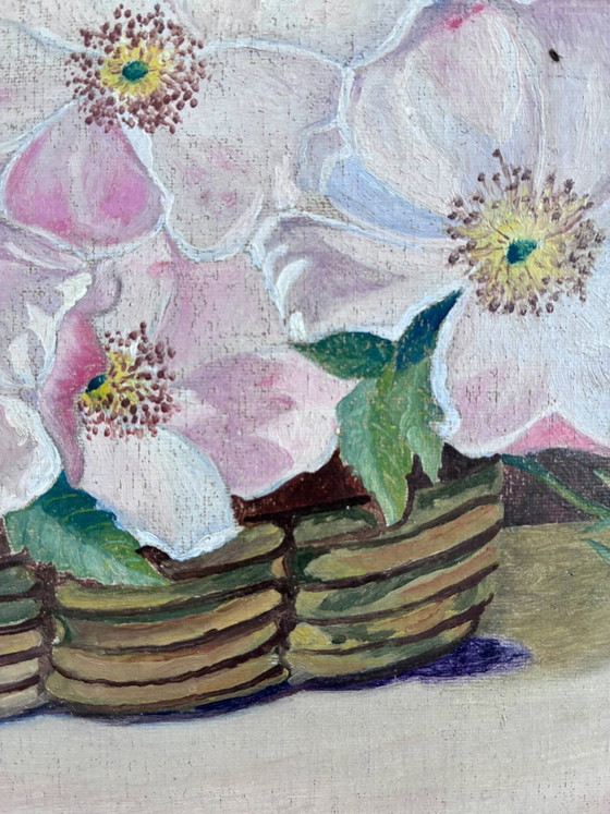 Image 1 of Set of vintage original flower oil paintings, flower still life pair