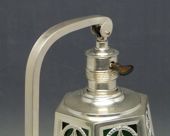 Lampada da scrivania Art Nouveau placcata in argento, inizio XX secolo. – Lampade da scrivania, Glass, Metal (photo 6 of 19)
