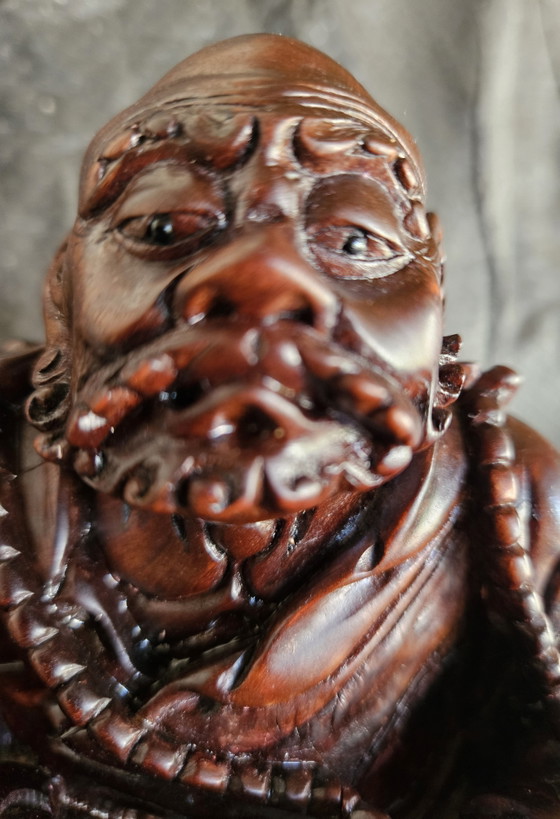Antike handgeschnitzte Luohan/Damo-Statue – Bildhauerei, Wood (photo 4 of 11)
