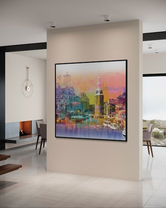 Image 1 of Farben von Amsterdam – Kunstwerk auf Dibond – 73 x 73 cm
