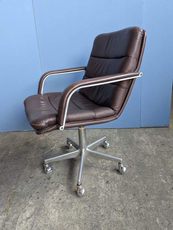 Midcentury Artifort 'Channel' Office chair -Geoffrey Harcourt – Leather, Metal (photo 3 of 12)