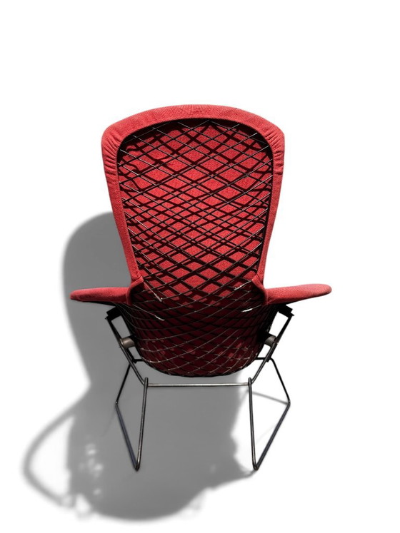 Autentica poltrona e poggiapiedi "Bird" di Harry Bertoia per Knoll - Acciaio nero e rosa sbiadito (photo 5 of 12)