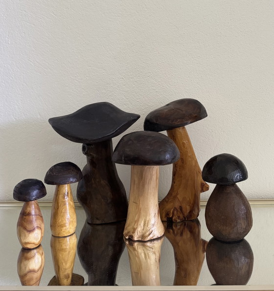 Image 1 of Decoratieve houten paddenstoelen