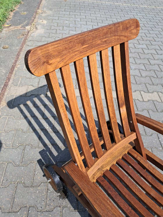 Image 1 of Sedia a sdraio tradizionale Victoria in teak con ruote, pieghevole