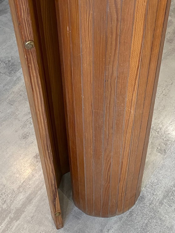 Image 1 of Vintage 1950s freestanding, foldable wooden screen in the style of Baumann.