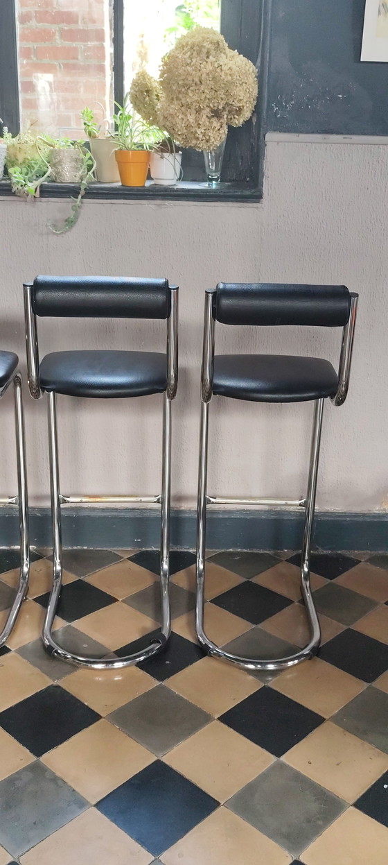 Image 1 of Set of 4 vintage bar stools, 1980