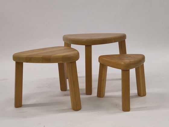 Image 1 of Tavolini brutalisti in legno di quercia