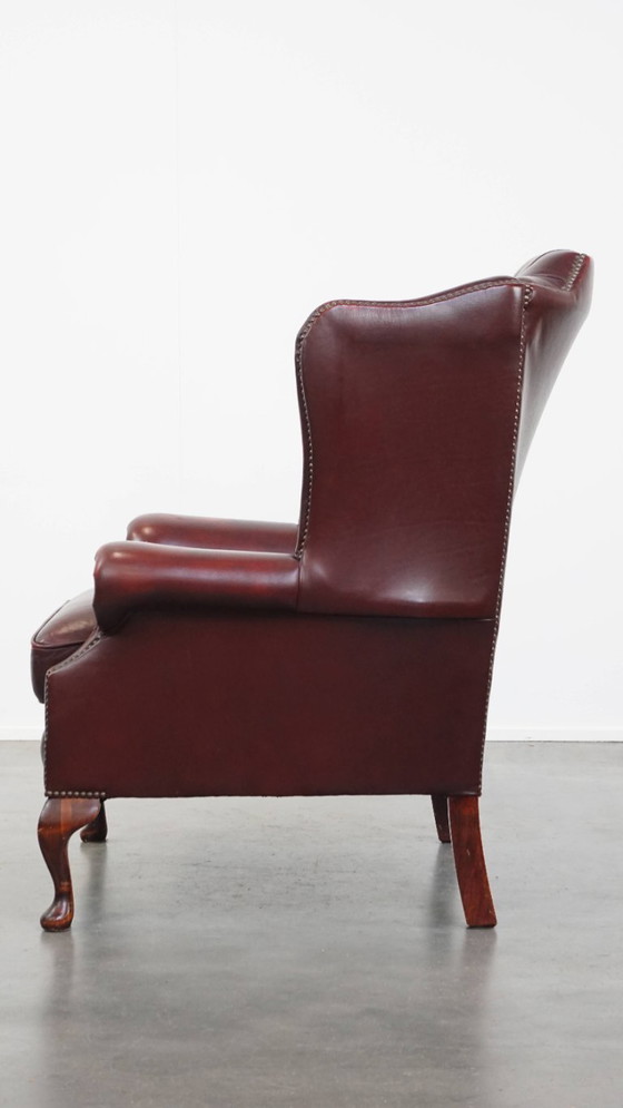 Image 1 of Sedia chesterfield inglese in pelle di manzo con ampia seduta