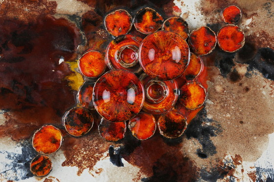 Image 1 of Ruscha Keramik Fett Lava Wandteller Pilze 717/3, Westdeutschland 1970er