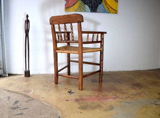 1920s Rustic Antique Armchair Wicker Chair Sedia vintage