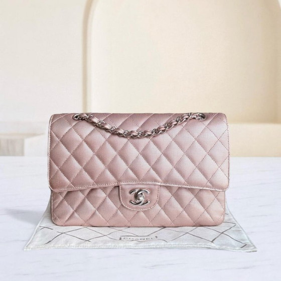 Image 1 of Chanel Classic Flap Medium - Pixelated Calfskin Metallic Pink Silver Hardware Series 21