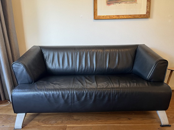 Image 1 of 2 x Rolf Benz Model 2300 2-Zits Bank Zwart Leer