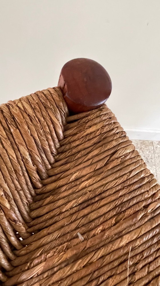 Image 1 of Vintage Geometric Straw Stool