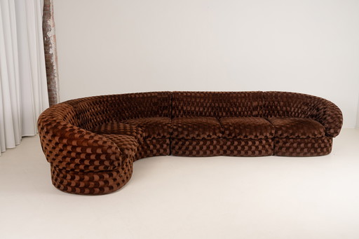 Canapé modulaire italien en velours marron