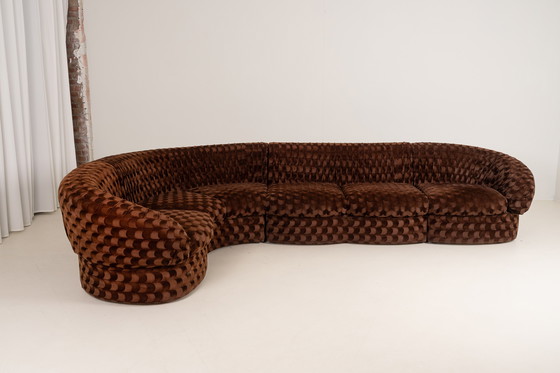 Image 1 of Canapé modulaire italien en velours marron