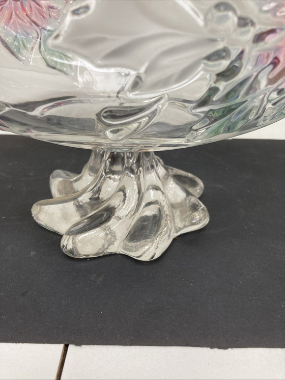 Image 1 of Vintage kristallen beker met kleurrijk bloemenpatroon uit de jaren 70