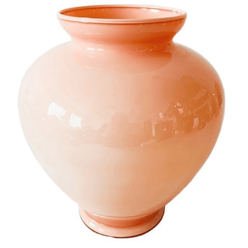 Vaso vintage in vetro rosa anni '80