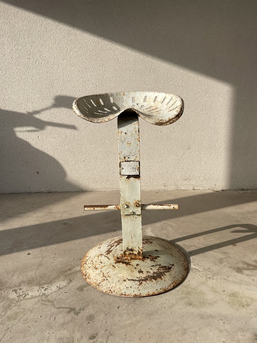 Vintage industrial stool - French stamped manufacture
