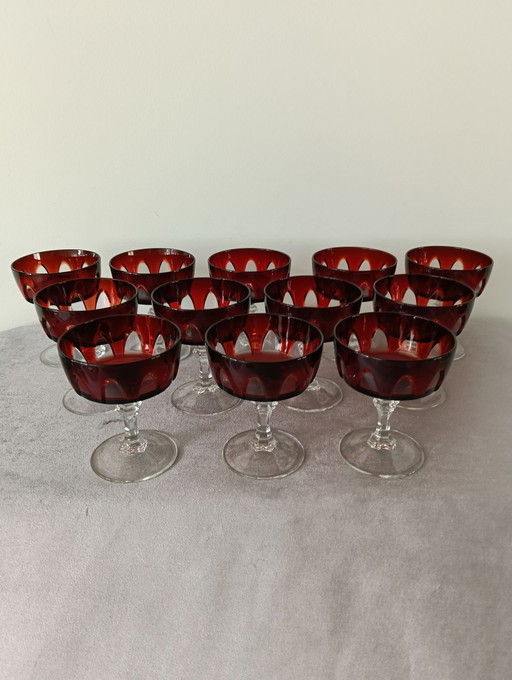 Cristal d'Argues 12 Coppe Rosse da Dessert Champagne