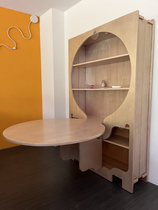 Cabinet and dining table made of thick plywood