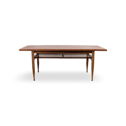 Table basse Trioh Teak Vintage années 60 Danemark Rotin Original