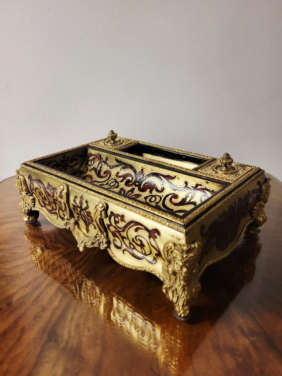 Franse Napoleon III Boulle Marquetry Inktstel (Encrier) – Ca. 1860–1880 – Decoratieve objecten, Copper (photo 6 of 10)