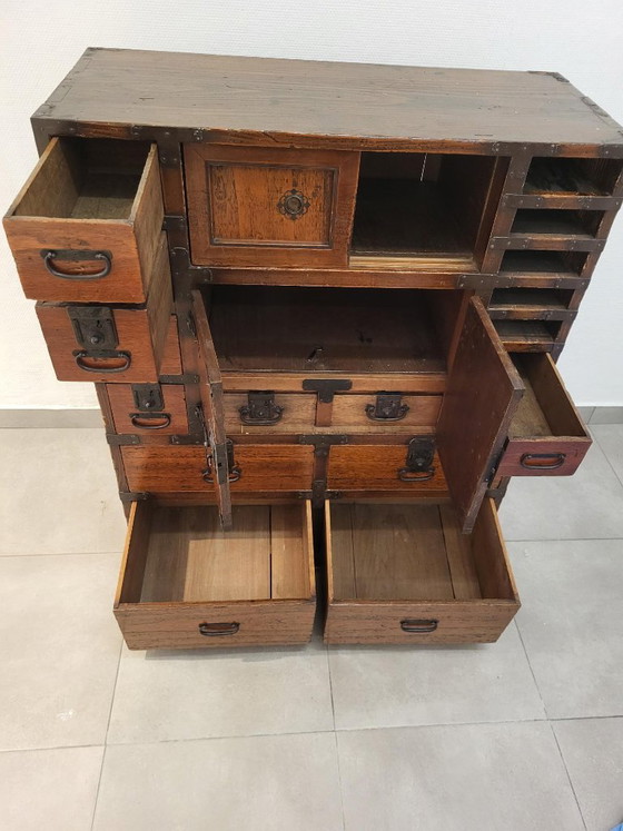 Antique Japanese Choba Dansu cabinet – choba-dansu, Chest of drawers, Iron, Wood (photo 5 of 9)