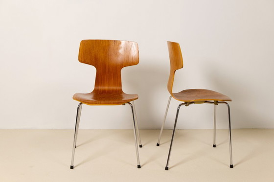 Image 1 of 8x Teak T Chairs by Arne Jacobsen, Fritz Hansen, 1980s