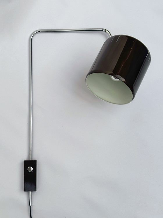 Image 1 of Anvia Herda Wandleuchte im Mid-Century-Stil aus Braun und Chrom