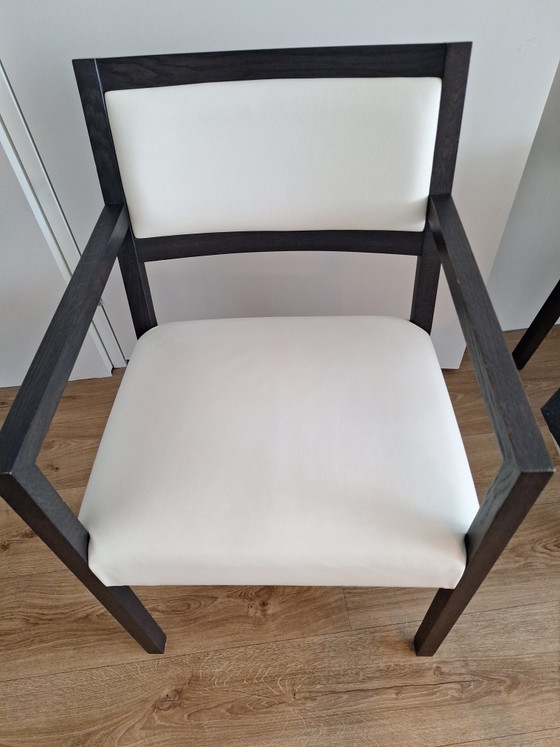 Image 1 of 6 dining chairs in wenge wood and aniline leather
