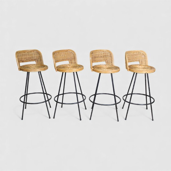 Image 1 of Sgabelli da bar vintage in rattan