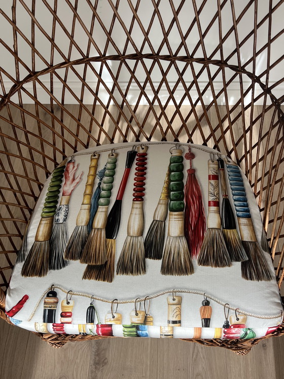 Image 1 of Pierre Frey geflochtener Sessel mit Kissen