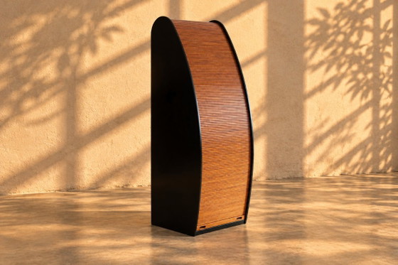 Vintage filing cabinet | office cabinet | 1960s | tambour door, Wood, Black (photo 8 of 8)