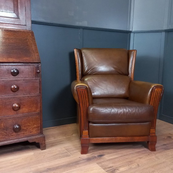 Image 1 of Elegant Art Deco Armchair in Sheepskin - Timeless and Luxurious Seating Comfort