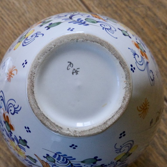 Image 1 of Large covered vase in hand-painted Moustiers earthenware