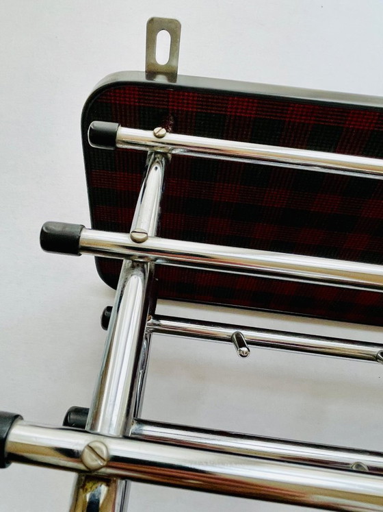 Coat Rack - Sleek Chrome, Red-Green Tartan - Mid-Century Flair, 1960s (photo 8 of 17)