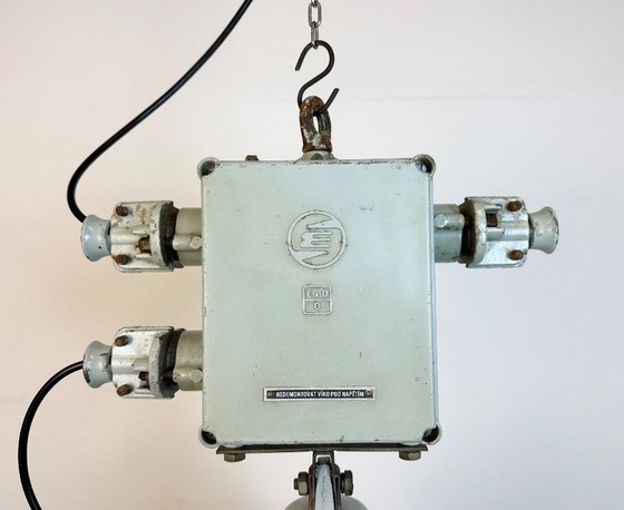 Image 1 of Grey Cast Aluminium Explosion Proof Lamp with Enameled Shade, 1970s