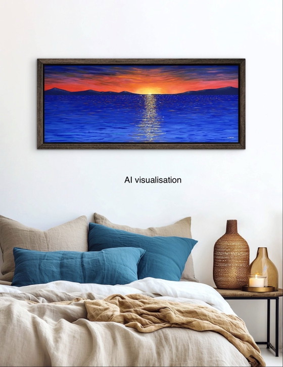 Le Chemin de Lumière - peinture acrylique panoramique 40x 100cm – Peintures et dessins, Cotton (photo 9 of 11)
