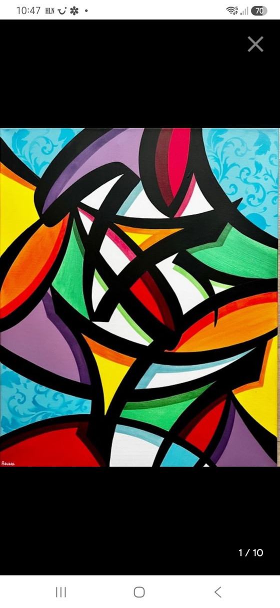 Toile Pop Art Belzac - 61x50 - Coloré - Abstrait - Graffiti, Peintures et dessins, Noir (photo 8 sur 8)