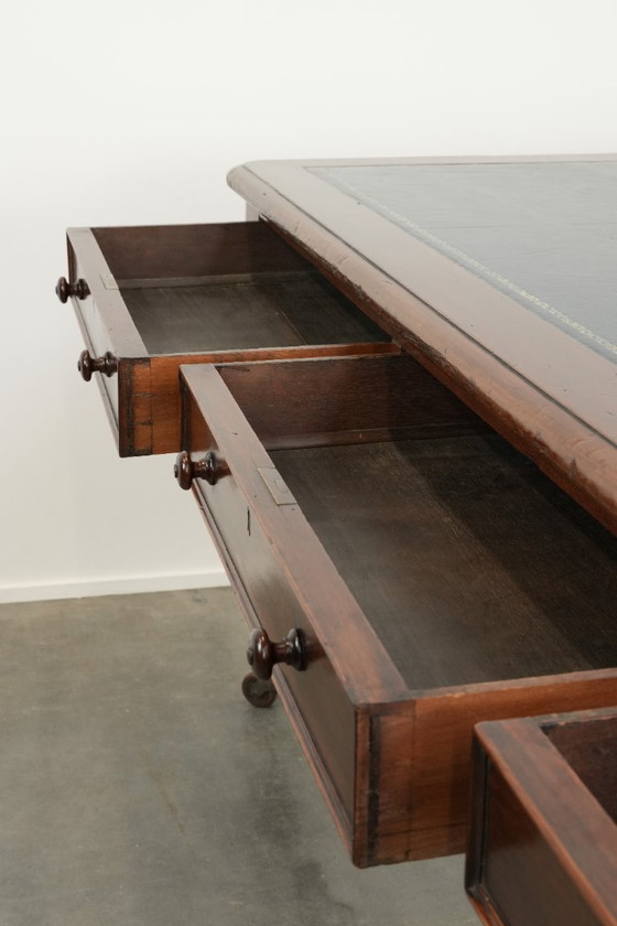 Image 1 of Unique large antique English library table/writing desk/desk from the 19th century