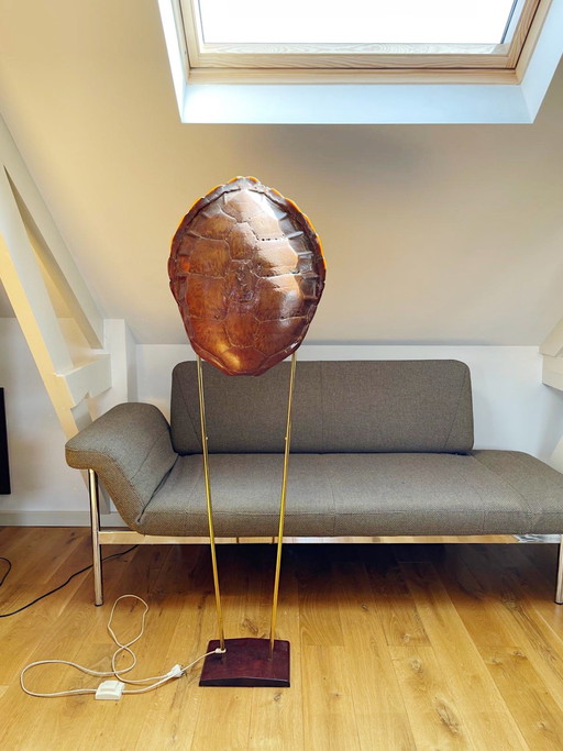 Zeldzame antieke lamp van echt schildpadschild - een echt verzamelobject
