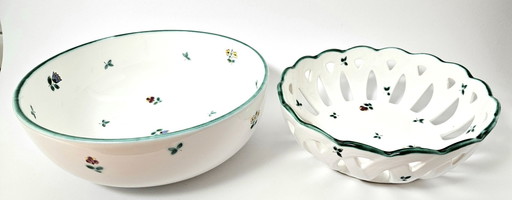 Austria GMUNDNER KERAMIK ceramic serving or fruit bowl set | 2Pcs Vintage Handpainted Ceramic Bowls