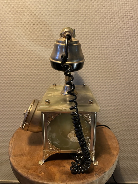 Image 1 of Téléphone à cadran rotatif italien vintage | Téléphone de bureau en marbre | Fabriqué en Italie
