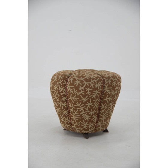 Image 1 of Vintage Art Deco stool in wood and fabric for Up Zavody, Czechoslovakia 1930s