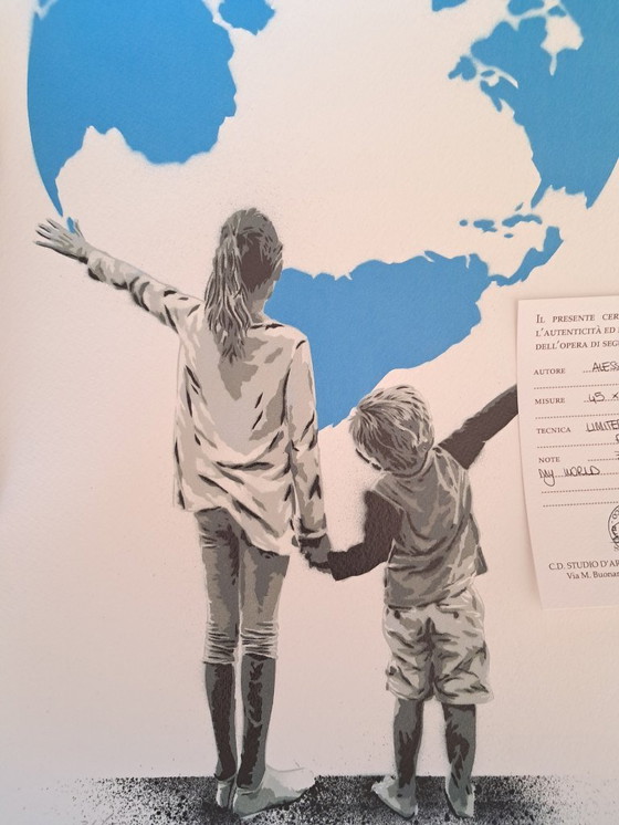 Image 1 of ALESSIO B - My World - Lithographie d'artiste encadrée