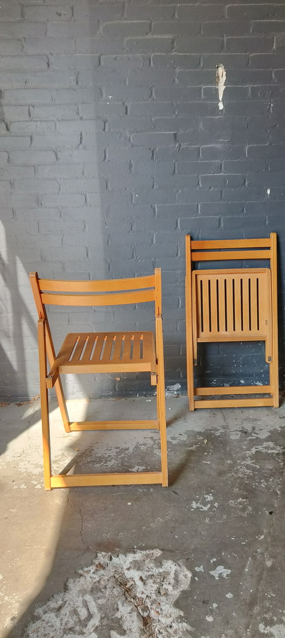 Image 1 of Chaises pliantes rétro vintage années 80, style Alvar Aalto, scandinaves, IKEA, en bois de hêtre