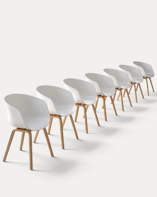 Set of 6 HAY AAC 22 chairs, white