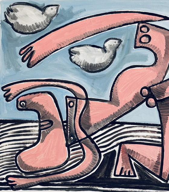 Image 1 of Gundi Falk (1966) Dance of the Lovers - Large Cubist painting on canvas